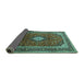 Sideview of Medallion Turquoise Traditional Rug, tr251turq