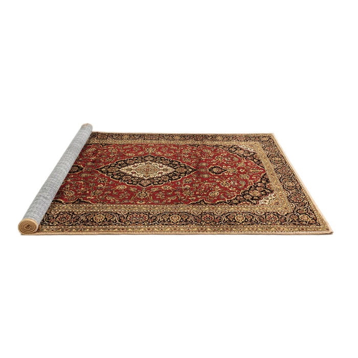 Sideview of Machine Washable Medallion Brown Traditional Rug, wshtr251brn