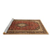 Sideview of Machine Washable Medallion Brown Traditional Rug, wshtr251brn