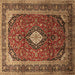 Square Medallion Brown Traditional Rug, tr251brn