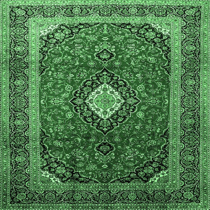 Square Medallion Emerald Green Traditional Rug, tr251emgrn