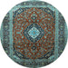 Round Medallion Light Blue Traditional Rug, tr251lblu