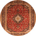 Square Medallion Orange Traditional Rug, tr251org