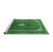 Sideview of Machine Washable Medallion Emerald Green Traditional Area Rugs, wshtr251emgrn