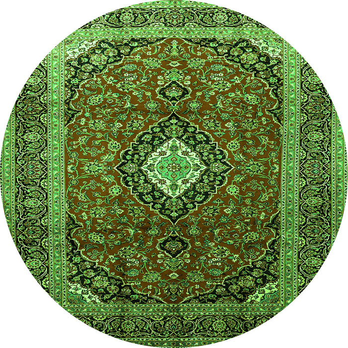 Machine Washable Medallion Green Traditional Area Rugs, wshtr251grn
