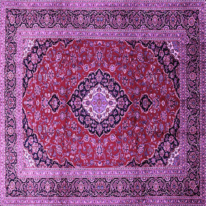 Square Machine Washable Medallion Purple Traditional Area Rugs, wshtr251pur