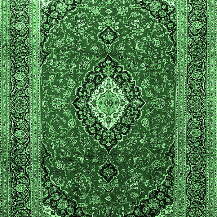 Machine Washable Medallion Emerald Green Traditional Area Rugs, wshtr251emgrn