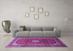 Machine Washable Medallion Purple Traditional Area Rugs in a Living Room, wshtr251pur