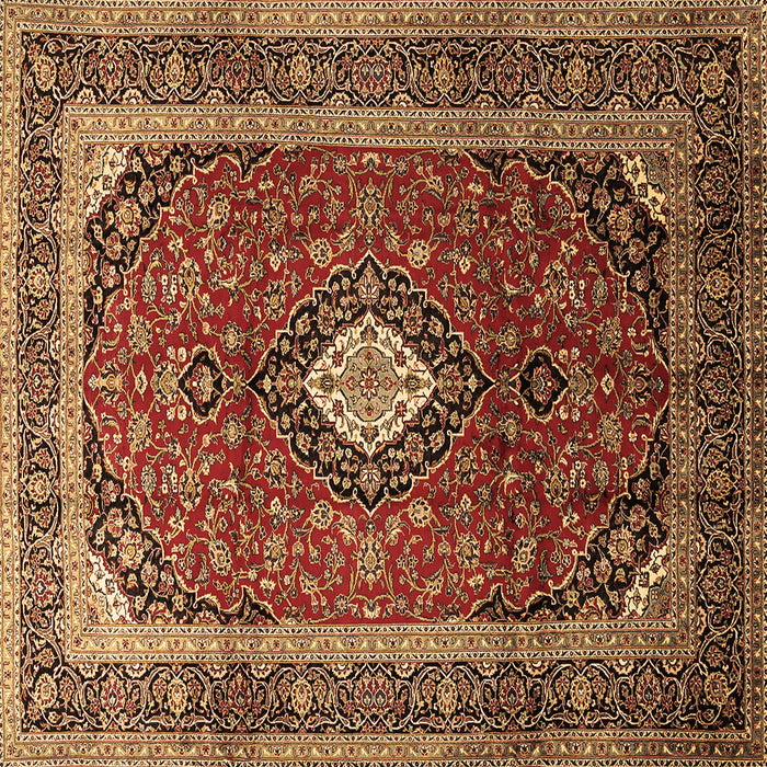 Square Machine Washable Medallion Brown Traditional Rug, wshtr251brn