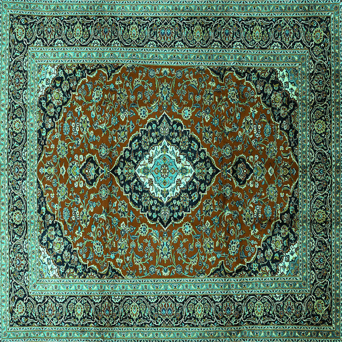 Square Medallion Turquoise Traditional Rug, tr251turq