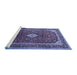 Sideview of Machine Washable Medallion Blue Traditional Rug, wshtr251blu