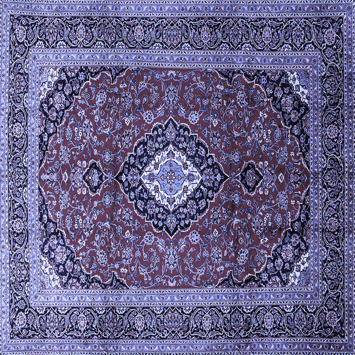 Square Machine Washable Medallion Blue Traditional Rug, wshtr251blu