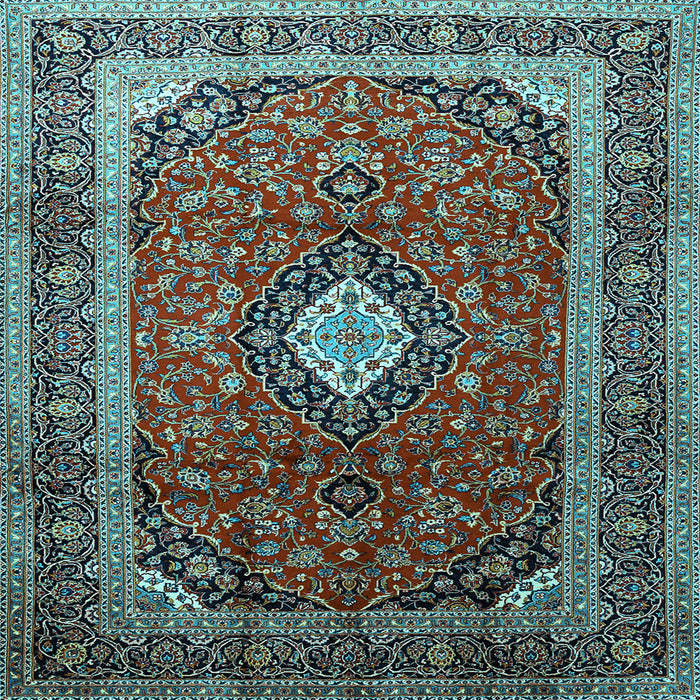 Square Medallion Light Blue Traditional Rug, tr251lblu