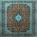 Square Medallion Light Blue Traditional Rug, tr251lblu