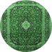 Round Medallion Emerald Green Traditional Rug, tr251emgrn