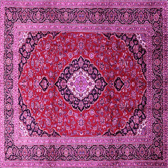 Square Machine Washable Medallion Pink Traditional Rug, wshtr251pnk