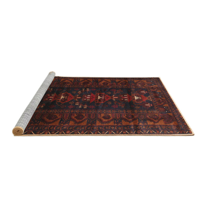 Sideview of Machine Washable Traditional Bakers Brown Rug, wshtr2520