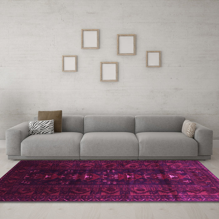 Machine Washable Persian Pink Traditional Rug in a Living Room, wshtr2520pnk