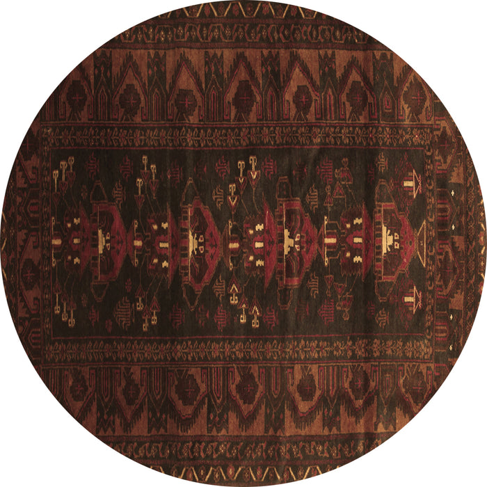 Round Machine Washable Persian Brown Traditional Rug, wshtr2520brn