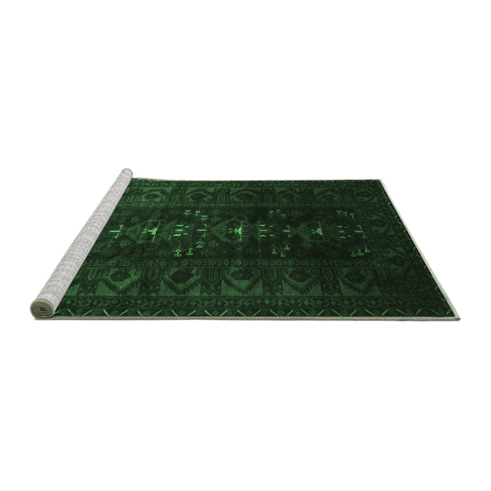 Sideview of Machine Washable Persian Emerald Green Traditional Area Rugs, wshtr2520emgrn