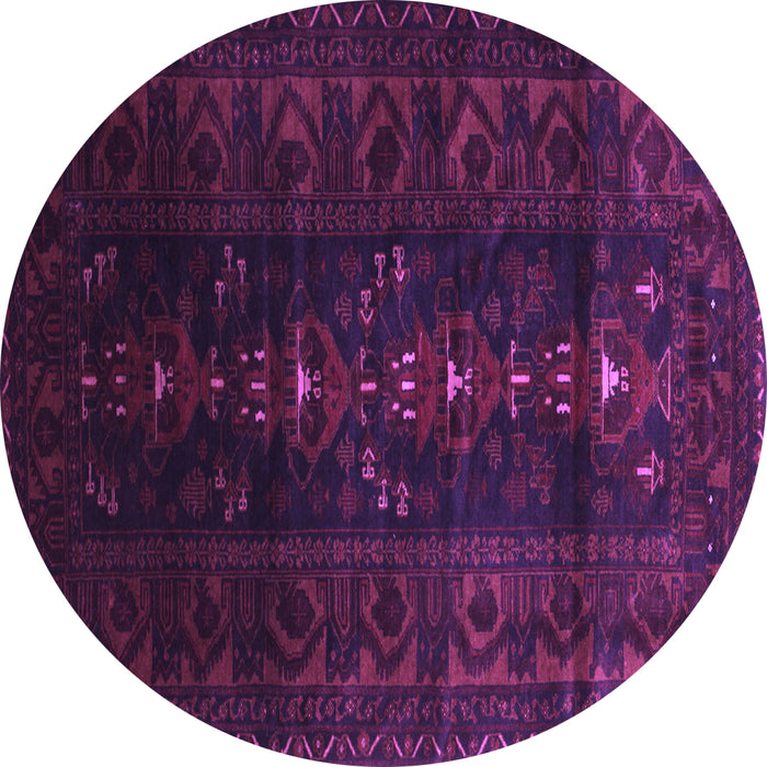 Round Machine Washable Persian Purple Traditional Area Rugs, wshtr2520pur