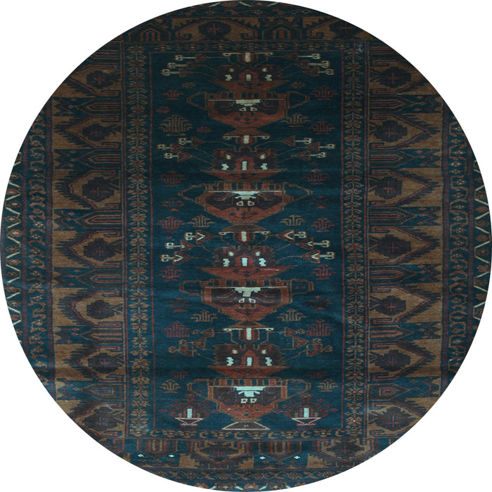 Round Machine Washable Persian Light Blue Traditional Rug, wshtr2520lblu