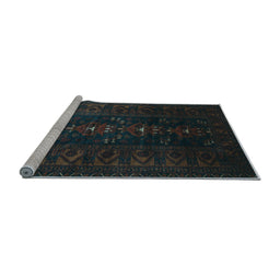 Sideview of Machine Washable Persian Light Blue Traditional Rug, wshtr2520lblu