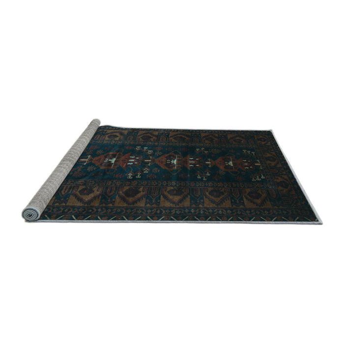 Sideview of Machine Washable Persian Light Blue Traditional Rug, wshtr2520lblu