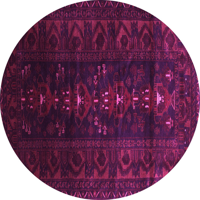 Round Machine Washable Persian Pink Traditional Rug, wshtr2520pnk