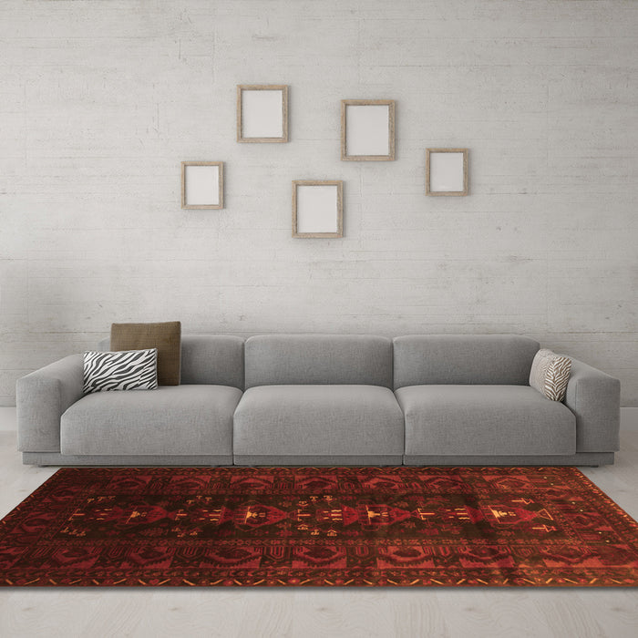 Machine Washable Persian Orange Traditional Area Rugs in a Living Room, wshtr2520org