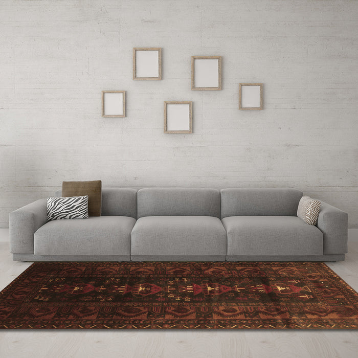 Machine Washable Persian Brown Traditional Rug in a Living Room,, wshtr2520brn