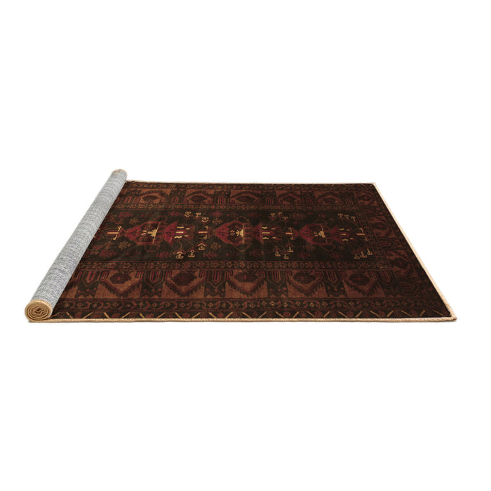 Sideview of Machine Washable Persian Brown Traditional Rug, wshtr2520brn