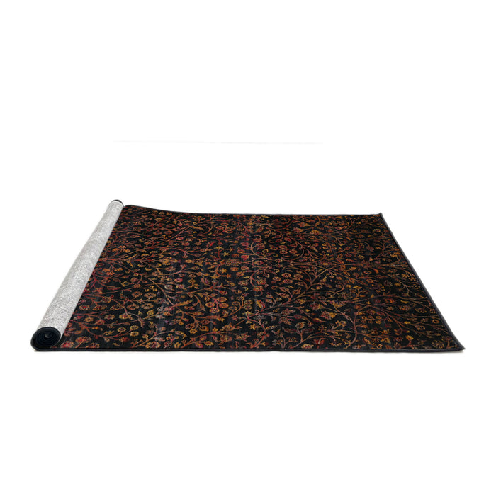 Sideview of Machine Washable Traditional Dark Brown Rug, wshtr2521