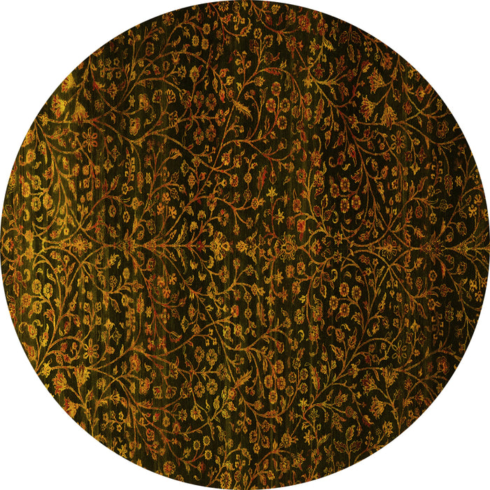 Round Persian Yellow Traditional Rug, tr2521yw