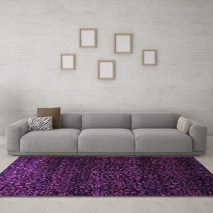 Machine Washable Persian Purple Traditional Area Rugs in a Living Room, wshtr2521pur