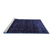 Sideview of Machine Washable Persian Blue Traditional Rug, wshtr2521blu