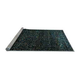 Sideview of Machine Washable Persian Light Blue Traditional Rug, wshtr2521lblu