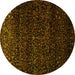 Round Machine Washable Persian Yellow Traditional Rug, wshtr2521yw