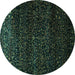 Round Machine Washable Persian Turquoise Traditional Area Rugs, wshtr2521turq