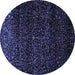 Round Machine Washable Persian Blue Traditional Rug, wshtr2521blu