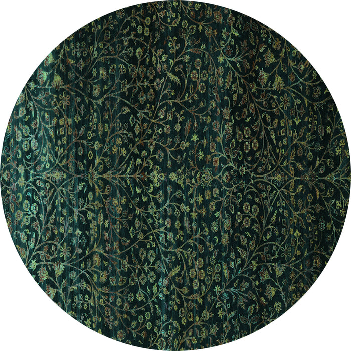 Round Persian Turquoise Traditional Rug, tr2521turq