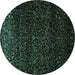 Round Persian Turquoise Traditional Rug, tr2521turq
