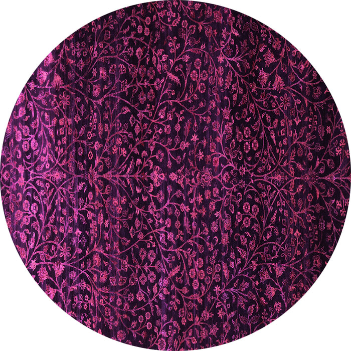 Round Machine Washable Persian Pink Traditional Rug, wshtr2521pnk