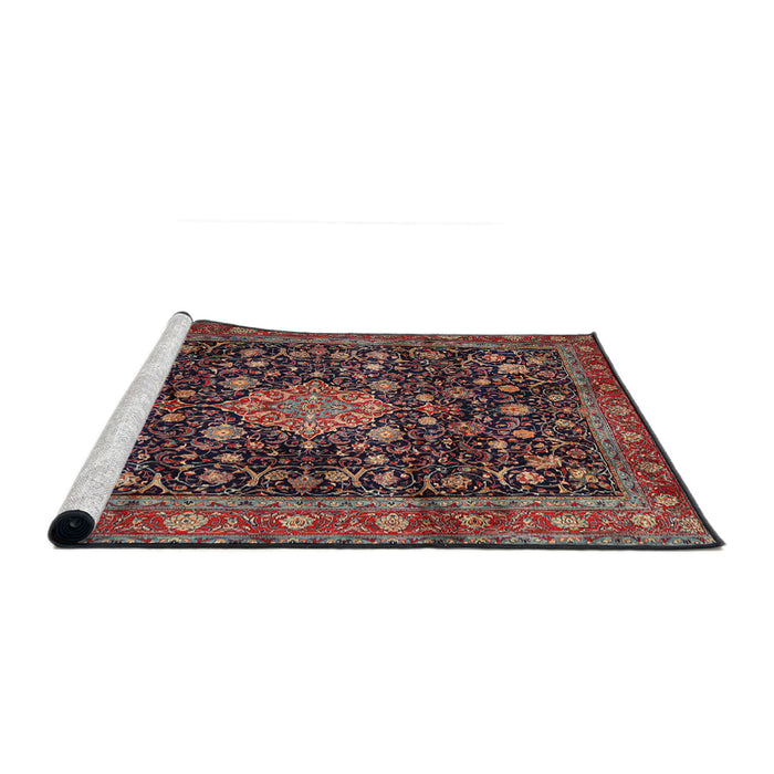 Sideview of Machine Washable Traditional Dark Almond Brown Rug, wshtr2522