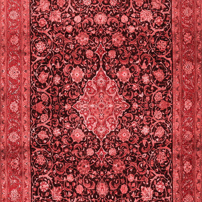 Machine Washable Medallion Red Traditional Rug, wshtr2522red