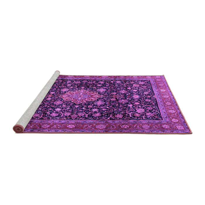 Sideview of Machine Washable Medallion Purple Traditional Area Rugs, wshtr2522pur