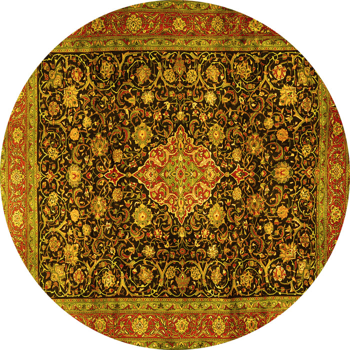 Round Medallion Yellow Traditional Rug, tr2522yw