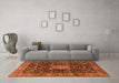 Machine Washable Medallion Orange Traditional Area Rugs in a Living Room, wshtr2522org