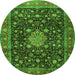 Machine Washable Medallion Green Traditional Area Rugs, wshtr2522grn