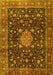 Machine Washable Medallion Yellow Traditional Rug, wshtr2522yw